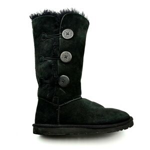 UGG Black Suede Tall Button Boots